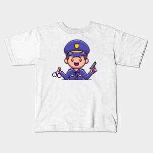 Police With Handcuff And Gun Kids T-Shirt